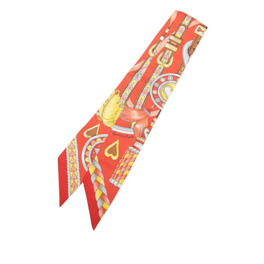 Hermes Twilly Harnais de Cur Scarf Muffler Red Multicolor Silk Women's HERMES